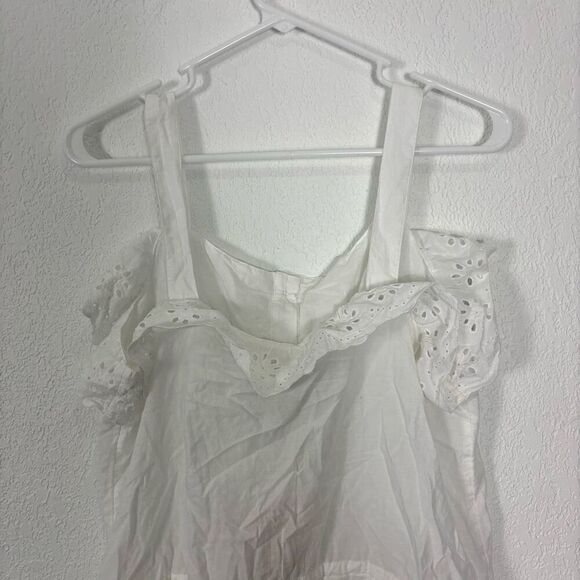 New Fat Face White Eyelet Cutout Button Front Tank Top Size US 10 - Picture 5 of 9